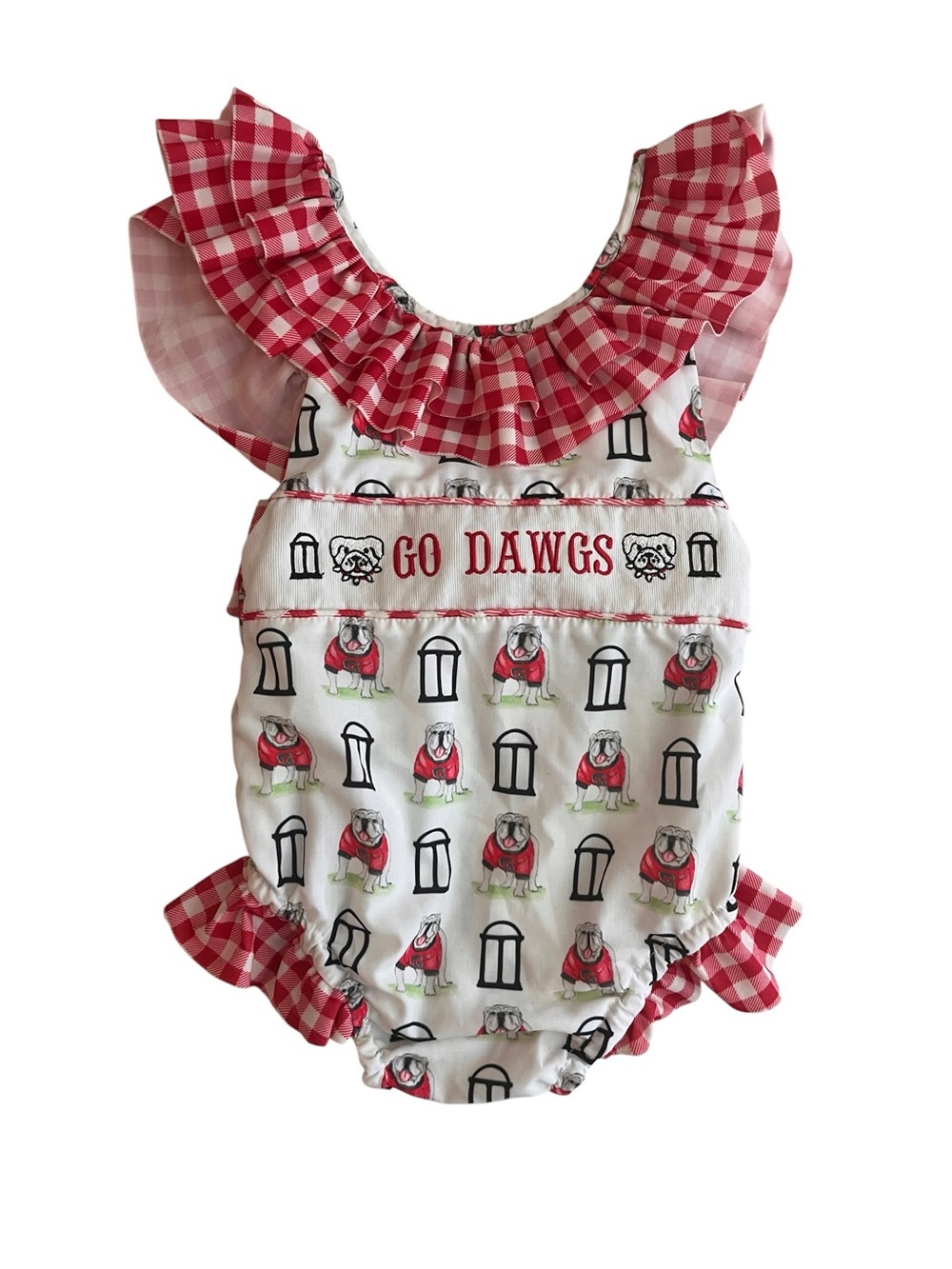 Little Bear Smocks UGA Go Dawgs Bulldog Girls Swimsuit 2T Ruffle One Piece